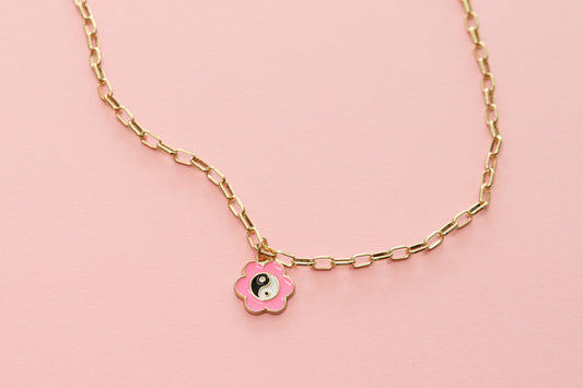 Yin and Yang Flower Necklace